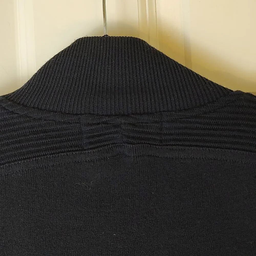 Giuliano Trico Men's Navy Wool Zip Front Sweater Academia Grandpa Jacket